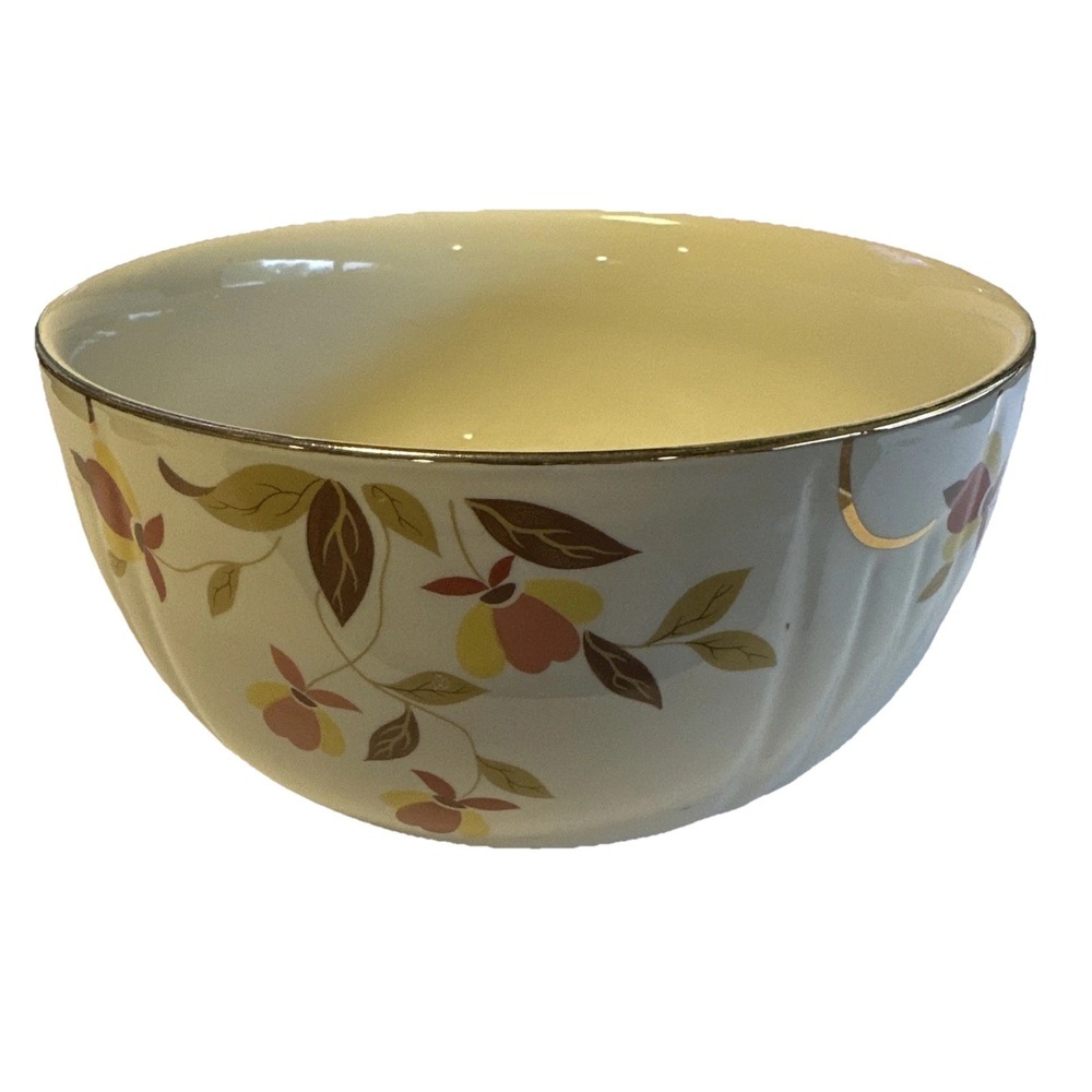 Hall's Superior Jewel Tea Co. 9" Cut Glass Bowl 4 1/2" Deep Autumn Leaf Pattern